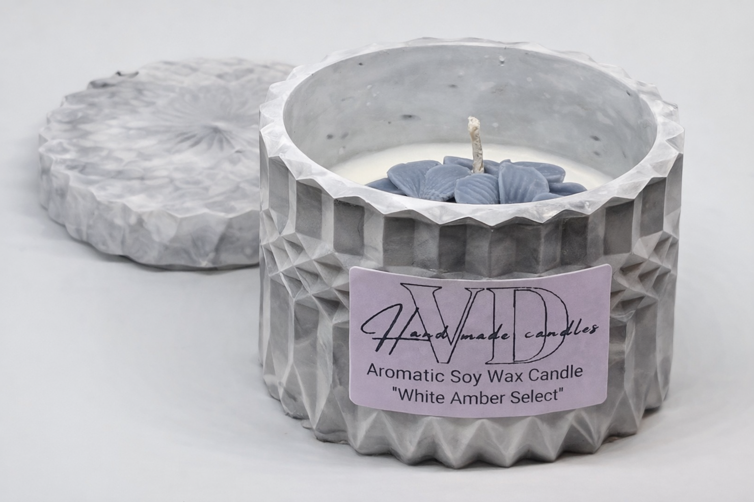 Prabangi kvapni sojų vaško žvakė White Amber Select, 100 g