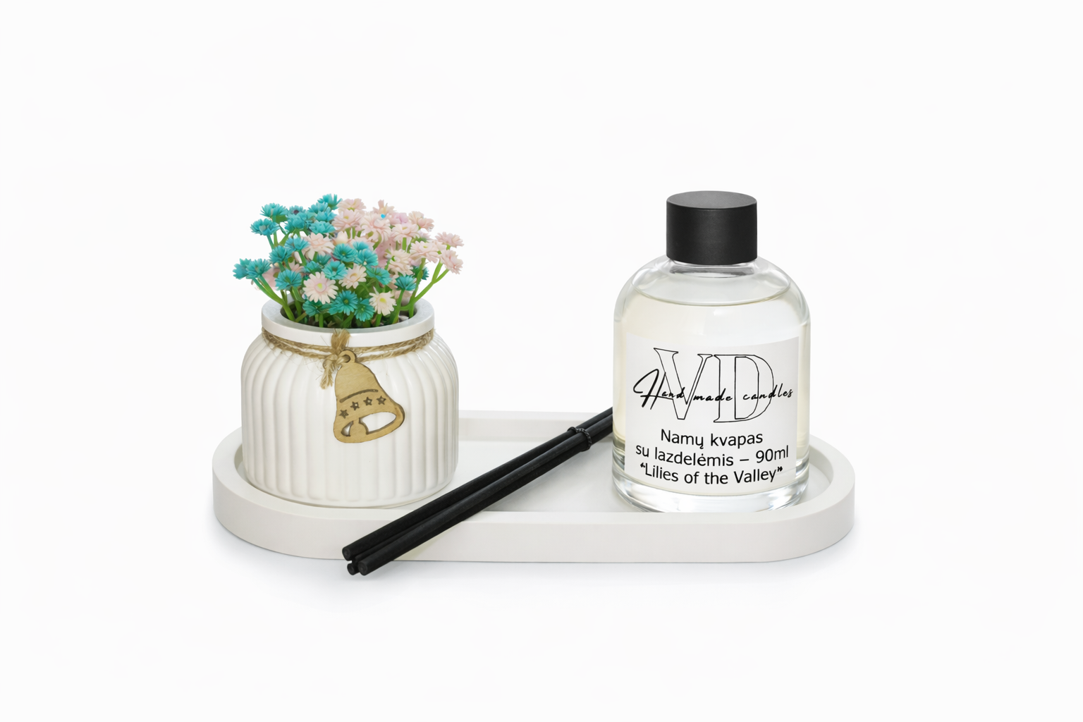 Rankų darbo namų kvapo komplektas Lilies of the Valley (90 ml)
