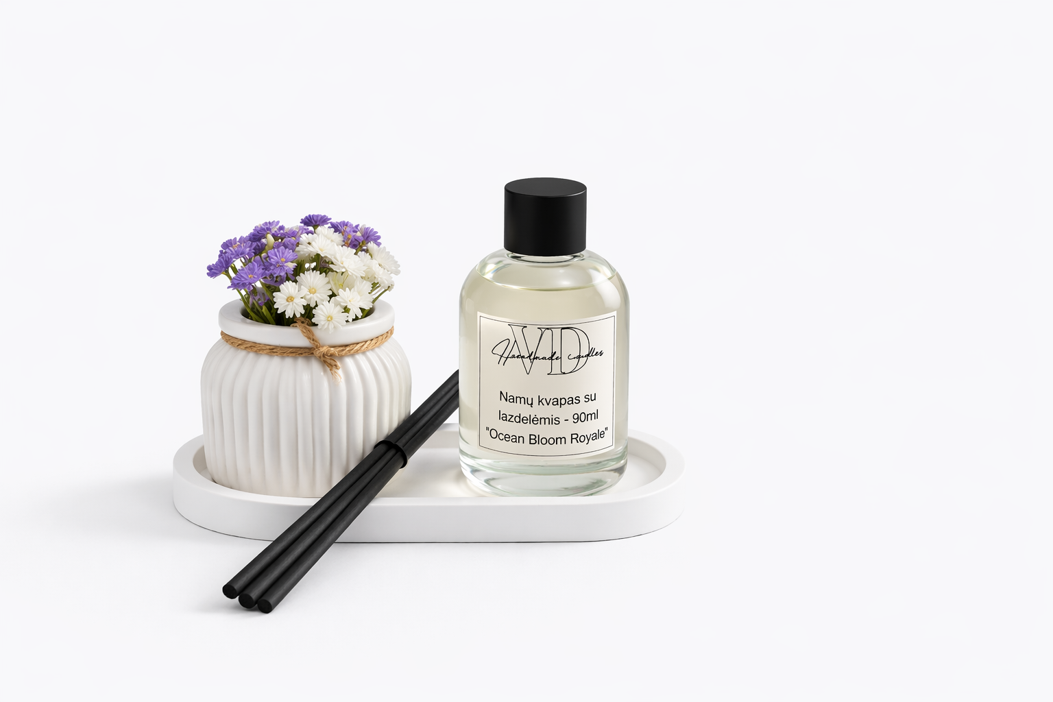 Rankų darbo namų kvapo komplektas Ocean Bloom Royale (90 ml)